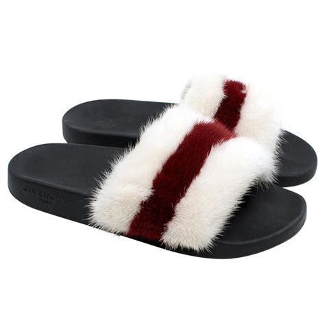 givenchy striped fur slides|Givenchy slippers sale.